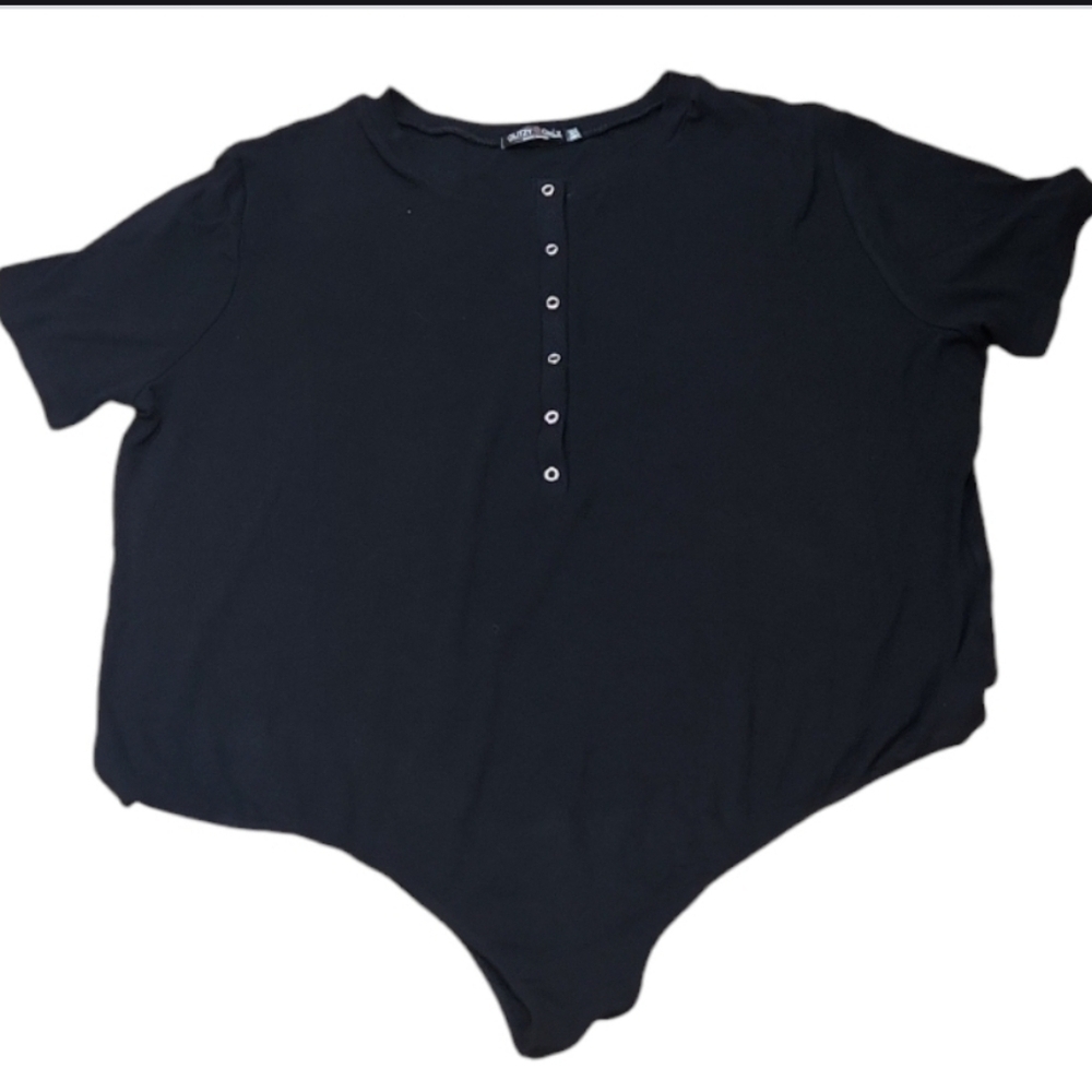 Glitzy Girlz Lightly Ribbed Snap Front Body Suit